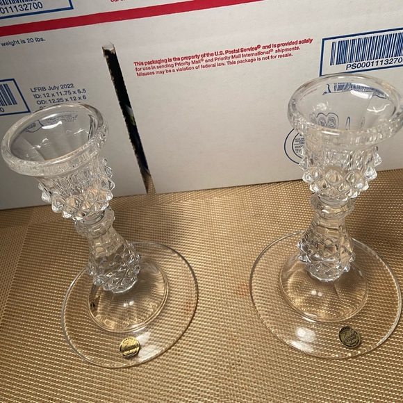 Pair Longchamp Cristal D’ Arques Lead Crystal Candlesticks - Picture 5 of 5